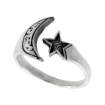 Picture of Sterling Silver Crescent Moon & Star Ring for Women 1/2 inch wide sizes 6 - 10