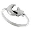Picture of Sterling Silver Crescent Moon & Star Ring for Women 3/8 inch wide sizes 6 - 10