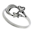 Picture of Sterling Silver Heart Moon & Star Ring for Women 7/16 inch wide sizes 6 - 10