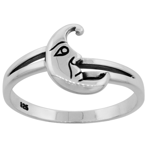Picture of Sterling Silver Man in the Moon Ring for Women 3/8 inch wide sizes 6 - 10