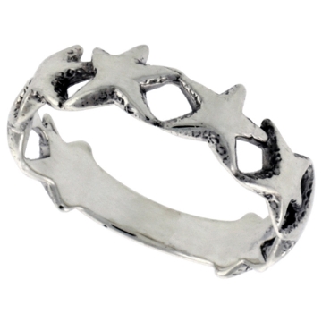 Picture of Sterling Silver Stars Ring for Women 1/4 inch wide sizes 6 - 10