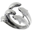 Picture of Sterling Silver Dolphins Ring for Women 7/8 inch sizes 6 - 10