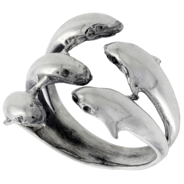 Picture of Sterling Silver Dolphins Ring for Women 7/8 inch sizes 6 - 10