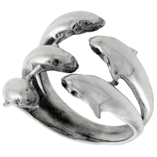 Picture of Sterling Silver Dolphins Ring for Women 7/8 inch sizes 6 - 10
