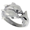 Picture of Sterling Silver Double Dolphin Ring for Women 5/8 inch wide sizes 6 - 10