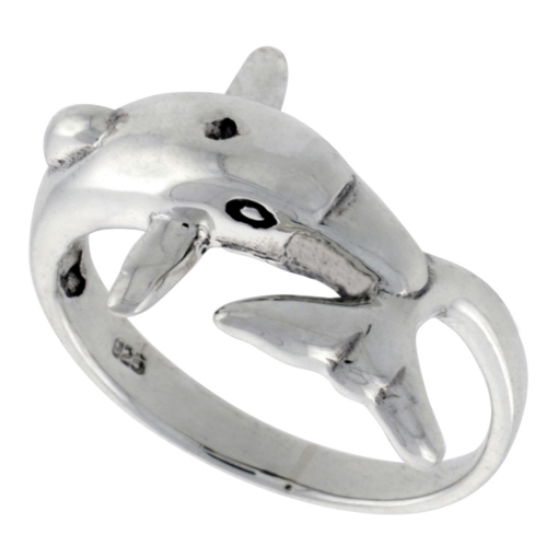 Picture of Sterling Silver Dolphin Ring for Women 1/2 inch wide sizes 6 - 10