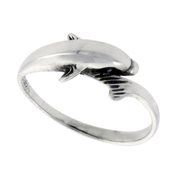 Picture of Sterling Silver Dolphin Ring for Women 1/4 inch wide sizes 6 - 10
