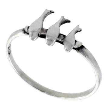 Picture of Sterling Silver Dolphins Ring for Women 5/16 inch wide sizes 6 - 10