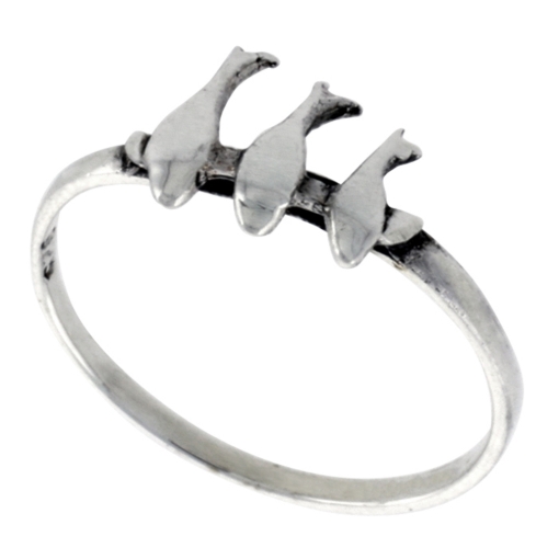 Picture of Sterling Silver Dolphins Ring for Women 5/16 inch wide sizes 6 - 10