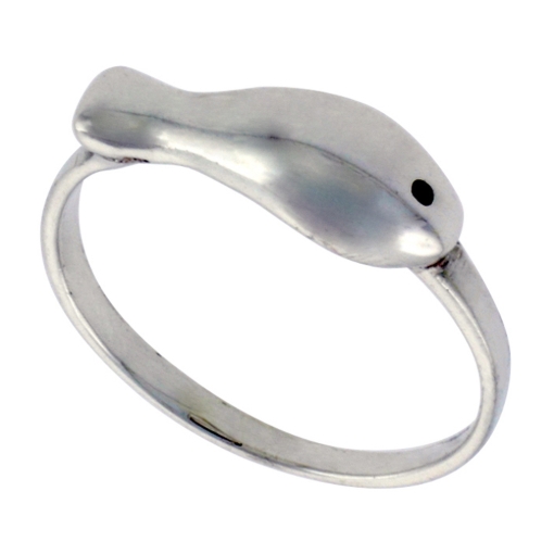 Picture of Sterling Silver Fish Ring for Women 1/4 inch wide sizes 6 - 10