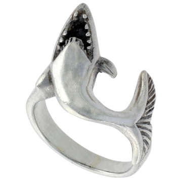 Picture of Sterling Silver Shark Ring for Women 1/4 inch sizes 6 - 10