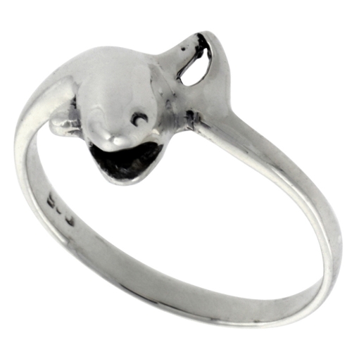 Picture of Sterling Silver Dolphin Ring for Women 1/2 inch wide sizes 6 - 10