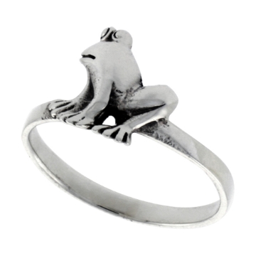 Picture of Sterling Silver Frog Ring for Women 7/16 inch wide sizes 6 - 10