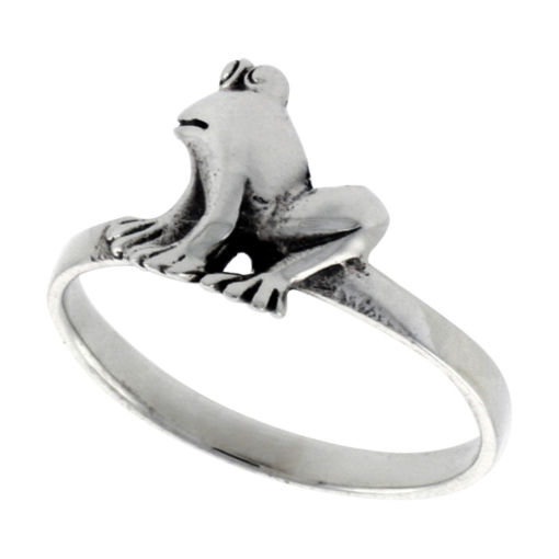 Picture of Sterling Silver Frog Ring for Women 7/16 inch wide sizes 6 - 10