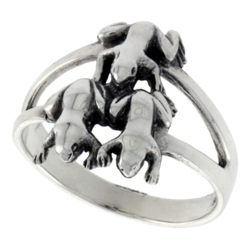 Picture of Sterling Silver Frogs Ring for Women 5/8 inch wide sizes 6 - 10