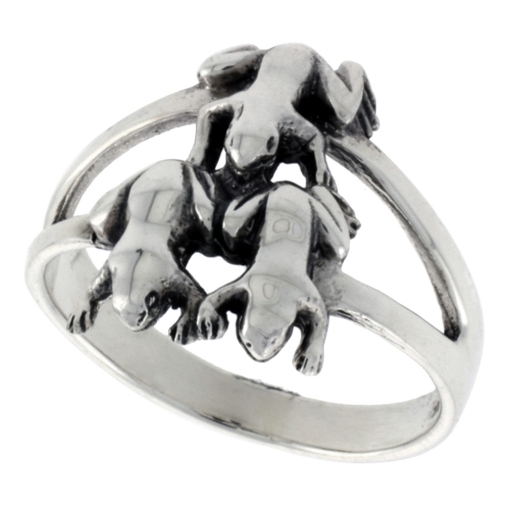Picture of Sterling Silver Frogs Ring for Women 5/8 inch wide sizes 6 - 10