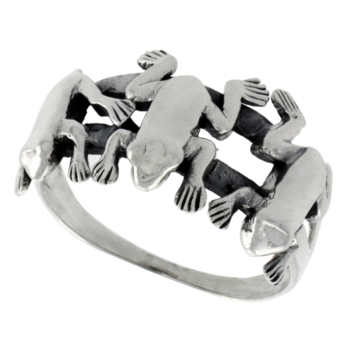 Picture of Sterling Silver Frogs Ring for Women 1/2 inch wide sizes 6 - 10