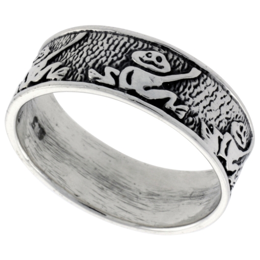 Picture of Sterling Silver Frogs Ring for Women 5/16 inch wide sizes 6 - 10