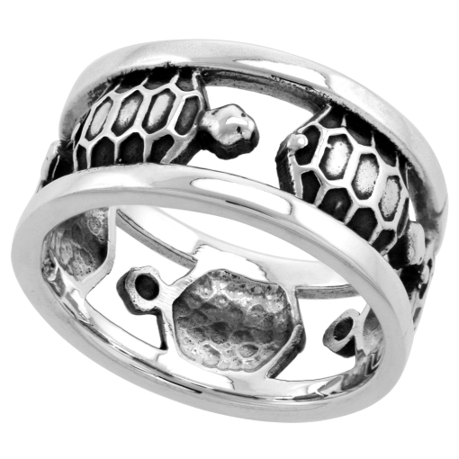 Picture of Sterling Silver Turtles Ring for Women 3/8 inch wide sizes 6 - 10