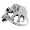 Picture of Sterling Silver Mother & Calf Elephant Ring for Women 3/4 inch sizes 6 - 10