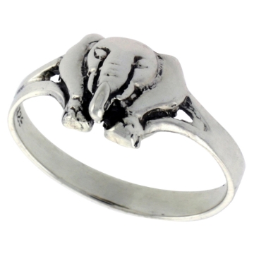Picture of Sterling Silver Elephant Head Ring for Women 3/8 inch wide sizes 6 - 10
