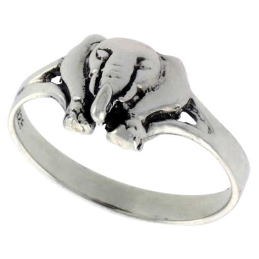Picture of Sterling Silver Elephant Head Ring for Women 3/8 inch wide sizes 6 - 10