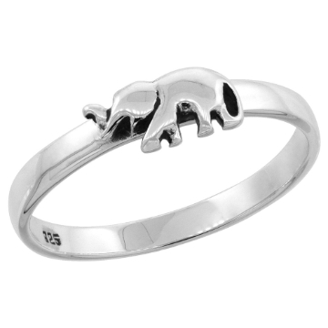 Picture of Dainty Sterling Silver Stackable Elephant Ring for Women & Teens Flawless polished finish 3/16 inch wide sizes 6 - 10