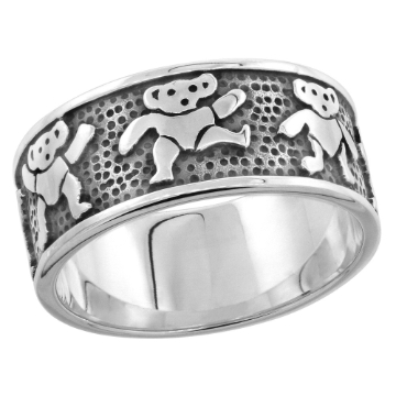 Picture of Sterling Silver Dancing Bears Ring for Women and Men 5/16 inch wide sizes 6 - 10