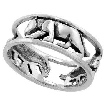 Picture of Sterling Silver Panther Ring for Women 1/4 inch wide sizes 6 - 10