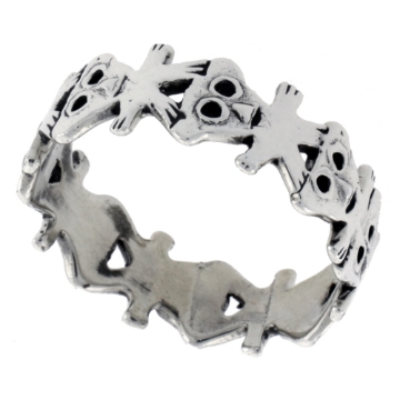 Picture of Sterling Silver Teddy Bears Ring for Women 5/16 inch wide sizes 6 - 10