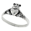 Picture of Sterling Silver Monkey w/ Heart Ring for Women 3/8 inch wide sizes 6 - 10