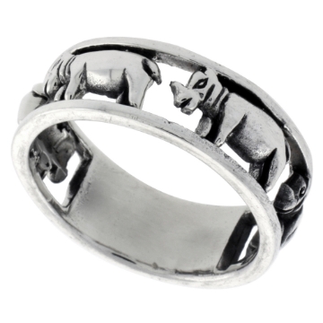 Picture of Sterling Silver Hippopotamus Ring for Women Polished finish 5/16 inch sizes 6 - 10