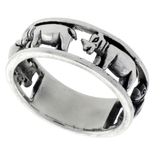 Picture of Sterling Silver Hippopotamus Ring for Women Polished finish 5/16 inch sizes 6 - 10