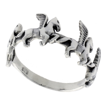 Picture of Sterling Silver Pegasus Ring for Women 3/8 inch wide sizes 6 - 10
