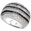 Picture of Sterling Silver Black CZ Striped Dome Ring for Women 1/2 inch wide