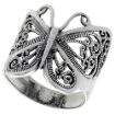 Picture of Sterling Silver Filigree Butterfly Ring for Women Large 1 inch sizes 6 - 10