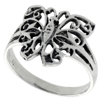 Picture of Sterling Silver Filigree Butterfly Ring for Women 3/4 inch wide sizes 6 - 10