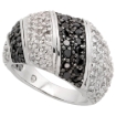 Picture of Sterling Silver Black CZ Striped Dome Ring for Women 1/2 inch wide