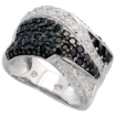 Picture of Sterling Silver Black CZ Freeform Ring for Women 7/16 inch wide