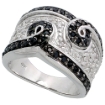Picture of Sterling Silver Black CZ Swirls Ring for Women 1/2 inch wide