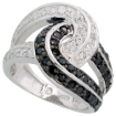 Picture of Sterling Silver Black CZ Love Knot Ring for Women 5/8 inch wide