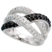Picture of Sterling Silver Black CZ Braided Ring for Women 1/2 inch wide