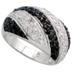 Picture of Sterling Silver Black CZ Striped Dome Ring for Women 1/2 inch wide