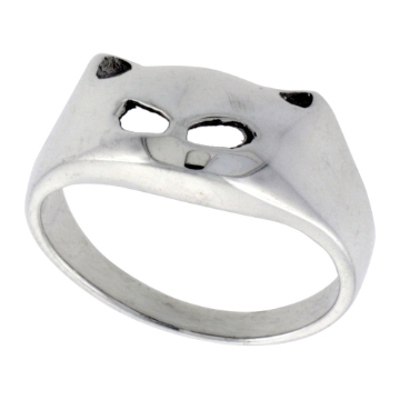 Picture of Sterling Silver Cat Ring for Women 7/16 inch wide sizes 6 - 10