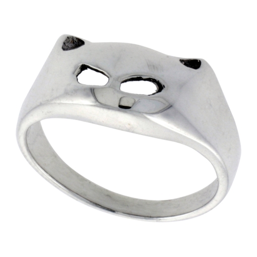 Picture of Sterling Silver Cat Ring for Women 7/16 inch wide sizes 6 - 10
