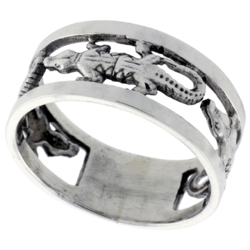 Picture of Sterling Silver Alligator Ring for Women 3/8 inch wide sizes 6 - 10