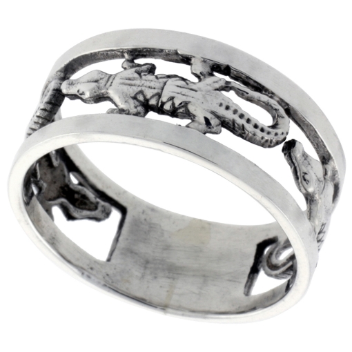 Picture of Sterling Silver Alligator Ring for Women 3/8 inch wide sizes 6 - 10