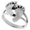Picture of Sterling Silver Footprints Ring for Women 3/4 inch wide sizes 6 - 10