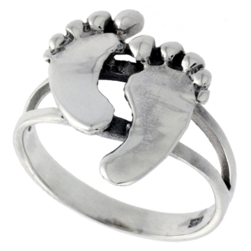 Picture of Sterling Silver Footprints Ring for Women 3/4 inch wide sizes 6 - 10