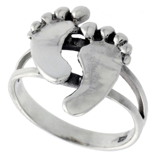Picture of Sterling Silver Footprints Ring for Women 3/4 inch wide sizes 6 - 10